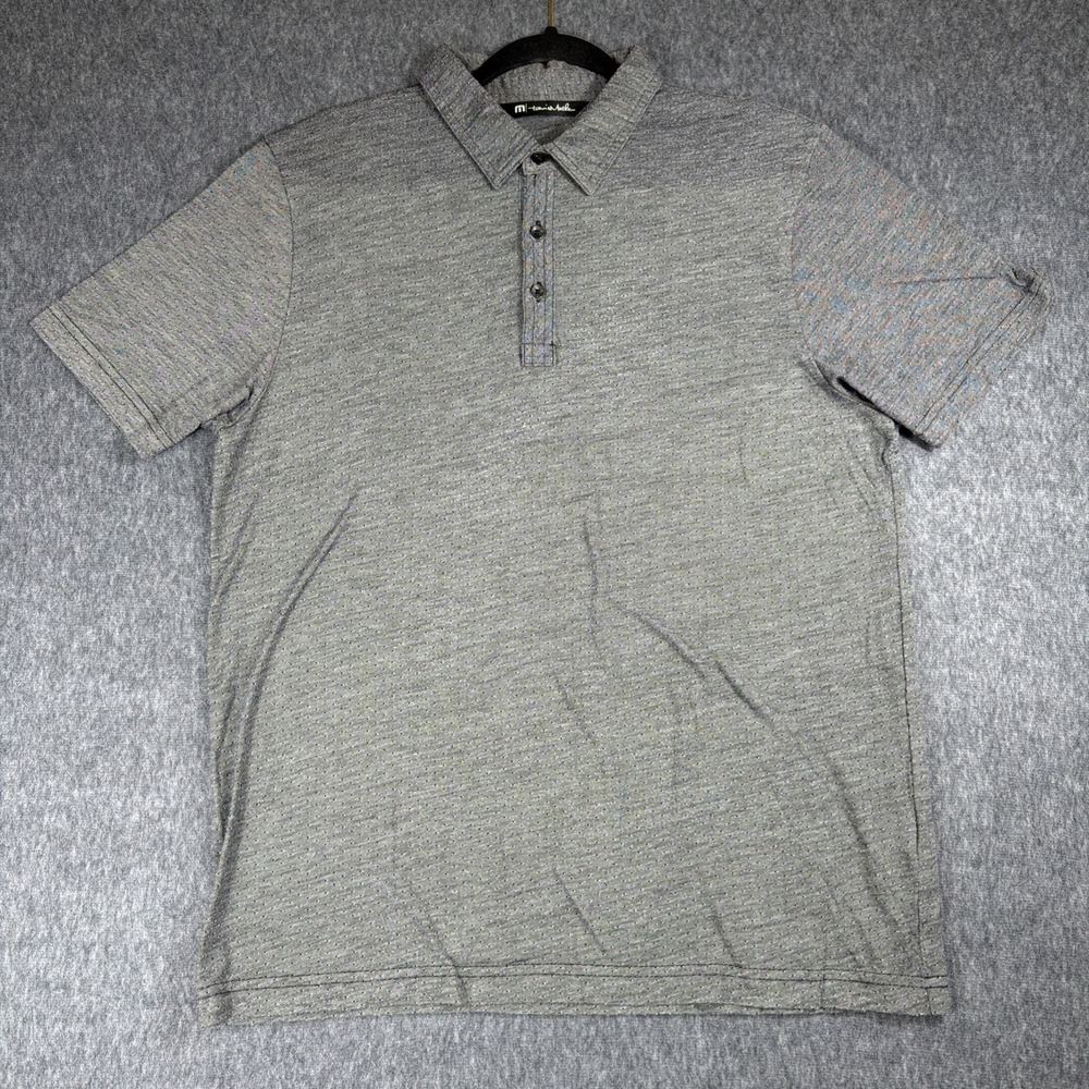 Travis Mathew Golf Polo Shirt Mens L Gray Short Sleeve Stretch